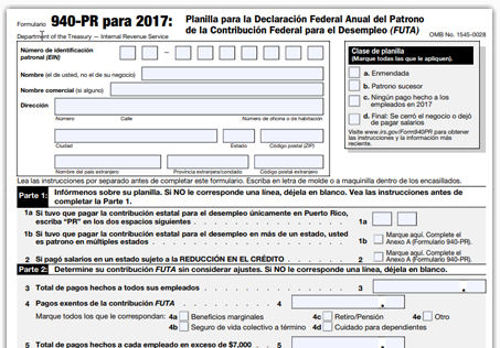 IRS Form 940-PR 2017