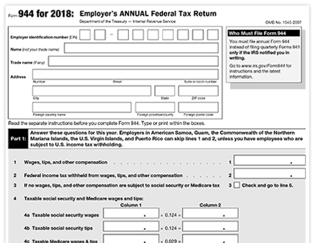 IRS Form 944 2018